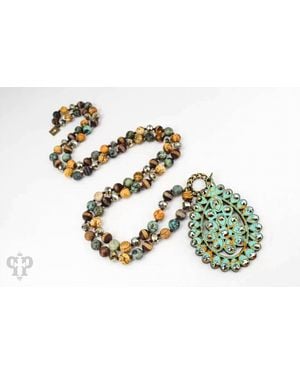 Pink Panache Crackle Santa Fe Necklace - Green
