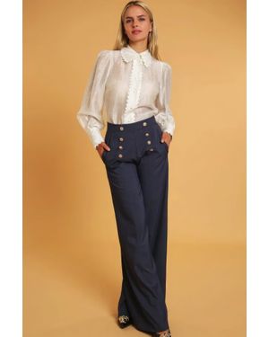 TRUEDAMES High Waisted Dressy Pants - Blue