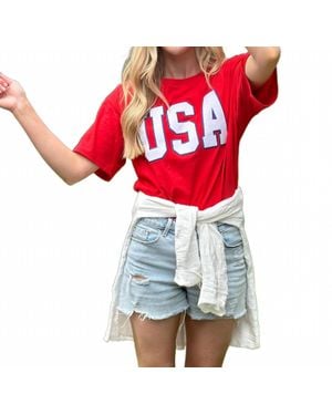 Stewart Simmons Usa Boyfriend Short Sleeve Tee - Red