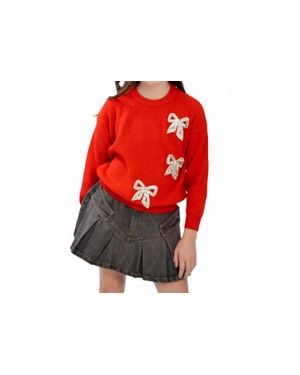 Tweenstyle Diamond Bow Sweater - Red