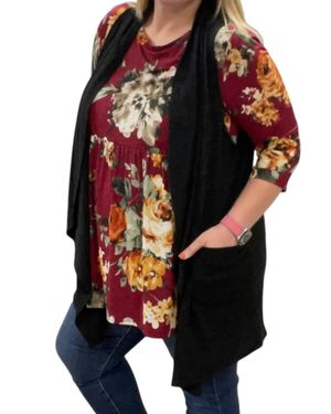 Honeyme Asymmetrical Hem Vest - Black