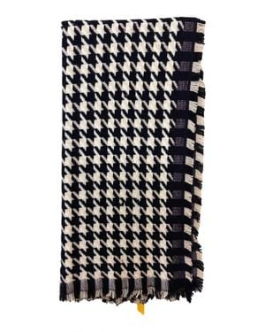 Jane Carr Houndstooth Pattern Scarf - Black