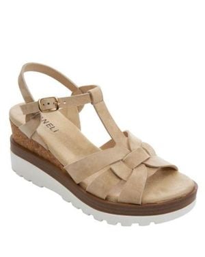 Vaneli Carly Sandals Suede Ankle Strap Wedge Heel Ver637 - Metallic