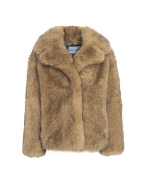 Stand Studio Tailored Faux Fur Jacket With Classic Collar - Natural