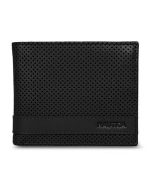 Nautica Perforated Leather Bifold Wallet - Black