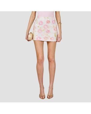 Endless Rose Floral Sequin Lace Mini Skirt - White