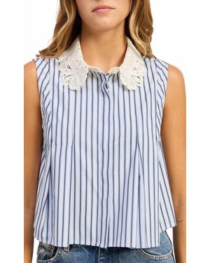 En Saison Clara Sleeveless Collared Top - Blue