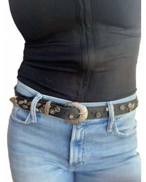 Campomaggi Mixed Studs Leaf Strass Belt - Blue