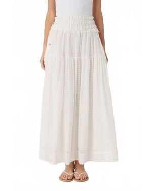 Elan Side Tassel Textured Maxi Skirt - White
