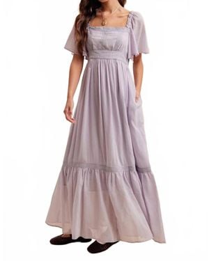 In-Loom Lace Flutter Sleeve Maxi Dress - Purple