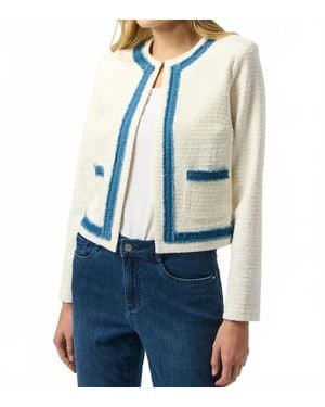 Joseph Ribkoff Denim Trim Textured Bouclé Jacket - Blue