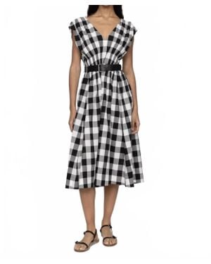Sea Neci Gingham Midi Tank Dress - White