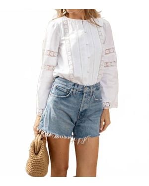 Sail To Sable Button Front Blouse - Blue