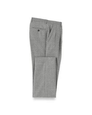 Paul Fredrick Wool Flannel Houndstooth Pleated Pants - Gray