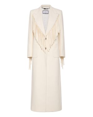 Philipp Plein Fringes Long Coat Plein Deluxe - Natural