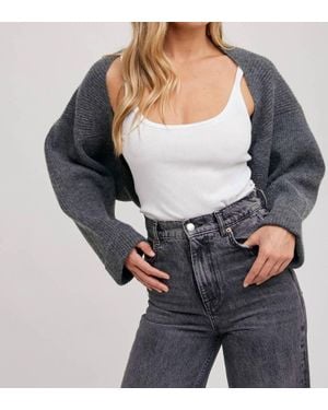 Bluivy Sweater Knit Bolero Shrug - Gray