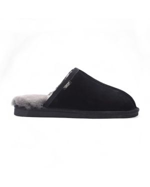 Infinity Leather Genuine Sheepskin Suede Mule Winter Warm Non-Slip - Blue