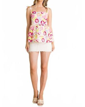 Thml Without A Care Shoulder Tie Top - Red