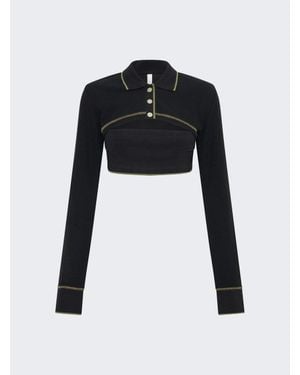 Dion Lee Shrunken Snap Polo Top - Black
