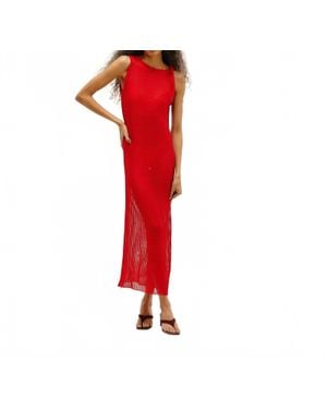 Haight Viscose Yarn Twisted Knit Sleeveless Shift Dress - Red