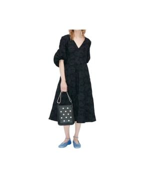 Stine Goya 3/4 Volume Sleeve Midi Dress - Black