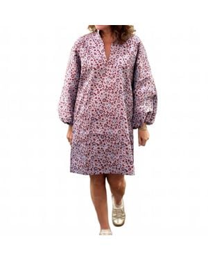 Caryn Lawn Betsy Collar Jacquard Floral Mini Dress - Purple