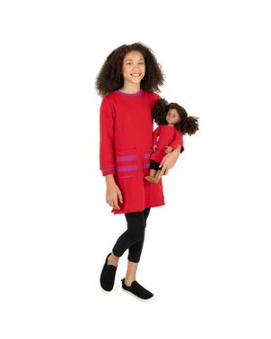 Leveret Girls And Matching Doll Sweat Dress - Red