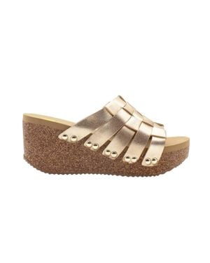 Volatile Enoki Woven Slide Wedge - Metallic