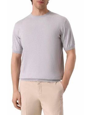 Moorer Crew Neck Short Sleeve Knit Sweater - Gray