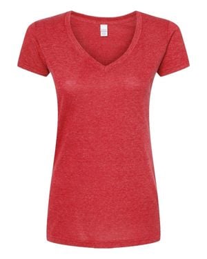 Tultex Poly-Rich V-Neck T-Shirt - Red