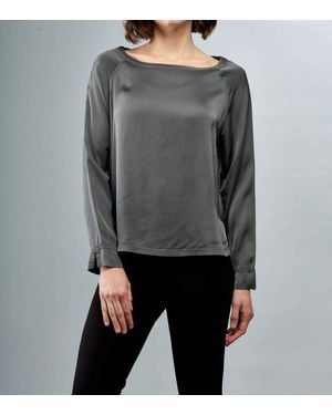 Insight Long Sleeve Solid Blouse - Gray