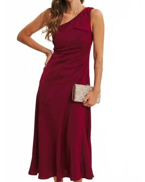 In February Bordeaux One Shoulder Midi Dress - Red