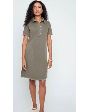 Renuar Khaki Short Sleeve Swing Dress - Green