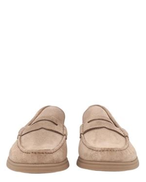 BOSS Soft Suede Penny Strap Loafers - Natural