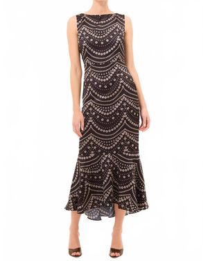 MISA Los Angles Patricia Stranded Pearls Satin Dress - Black