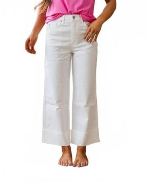 Kancan High Rise Cropped Wide Leg Jeans - White