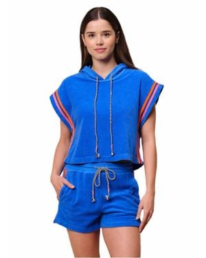 Sundry Lounge Pullover Cap Sleeve Hoodie - Blue