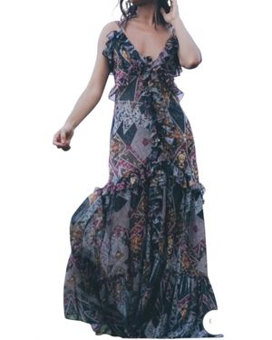 Sukiso Angelina Ruffle Maxi Dress - Blue