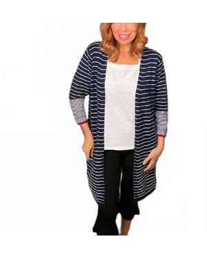 Ethyl Striped Cardigan Top - Blue