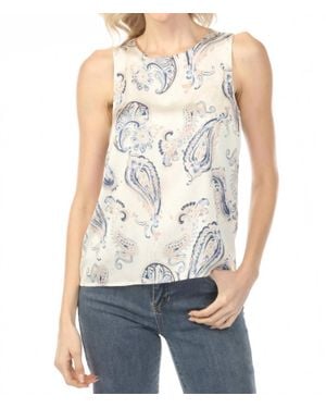 Charlie b Printed Satin Keyhole Back Tank Top - Blue