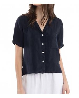 Luna Luz Lime Loose Button Up Top - Blue