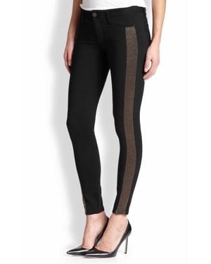 PAIGE Melissa Slim Stretch Trim Tuxedo Stripe Pants - Black