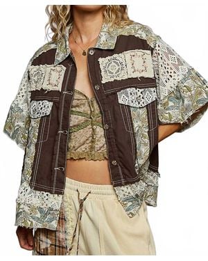 Pol Lace And Patch Work Jacket - Gray