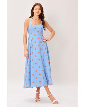 TRUEDAMES Cotton Candy Sky Dot Woven Midi Dress - Blue