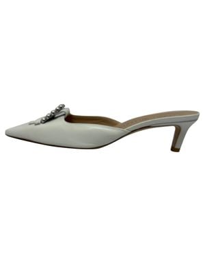 Stuart Weitzman Buckle-Embellished Kitten-Heel Mules - Gray