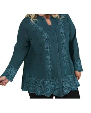 On The Plus Side Dartmouth Long Sleeve Embroidered Tunic - Blue
