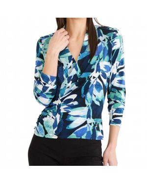NIC+ZOE Giverny Knit Wrap Top - Blue