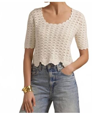 27milesmalibu Giana Cotton Short Sleeve Hand Crochet Top - Gray