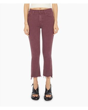 Mother Insider Crop Step Fray Pants - Red