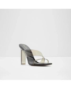 ALDO Aderra 13424093 Sandals Clear Strap Square Toe Block Heel Jobb256 - Black